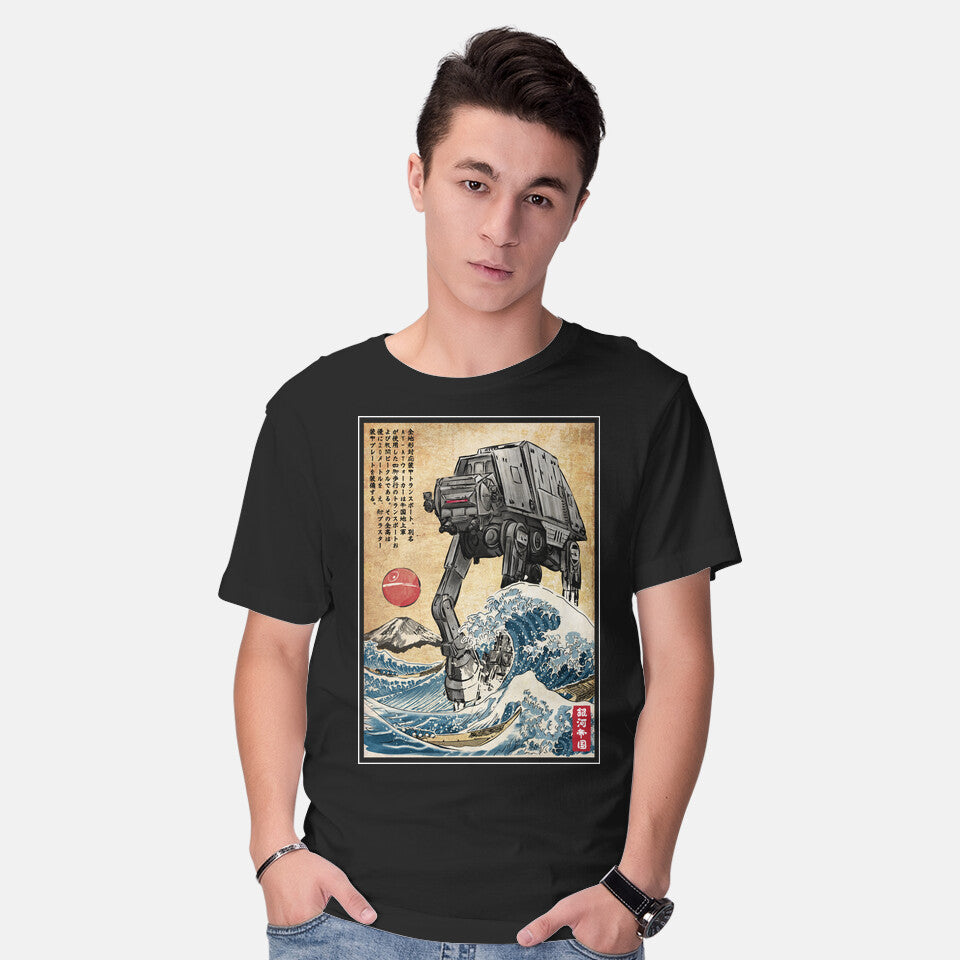 Model wearing black Galactic Empire In Japan – Sci-Fi Graphic T-Shirt