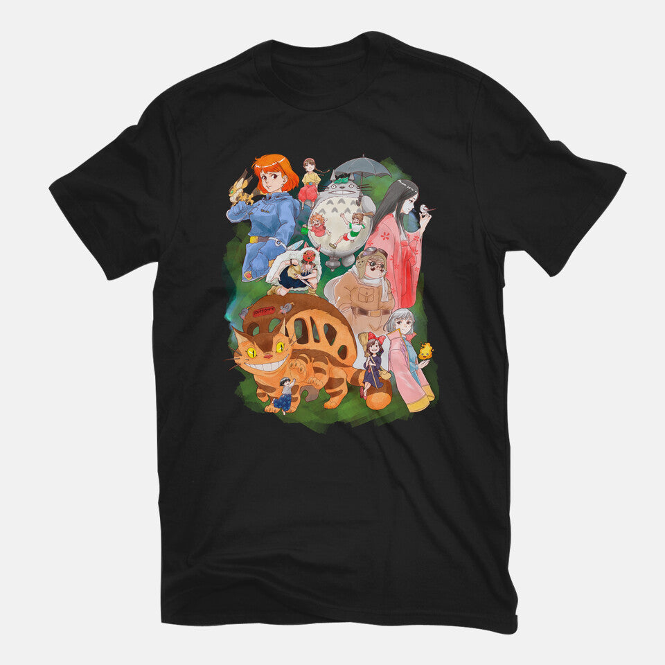 Compilation World – Anime Graphic T-Shirt in black, flat-lay product view
