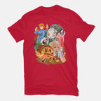 Compilation World – Anime Graphic T-Shirt in red, flat-lay product view