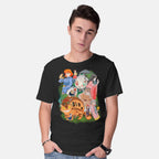 Model wearing black Compilation World – Anime Graphic T-Shirt