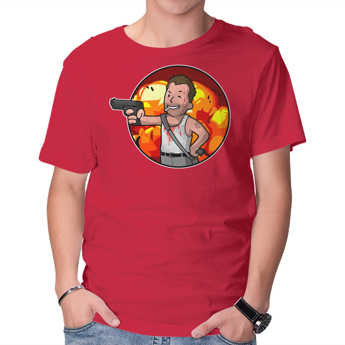 Vault McClane – Movie Graphic T-Shirt in red, product display
