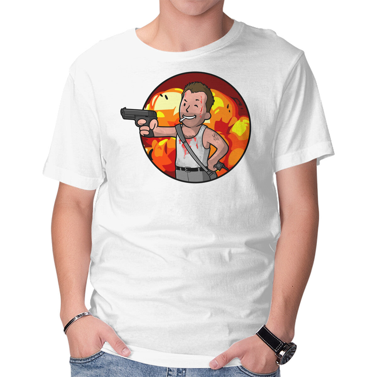Vault McClane – Movie Graphic T-Shirt in white, product display