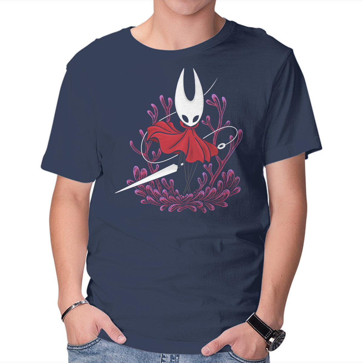 Red Silk – Gaming Graphic T-Shirt in navy, product display