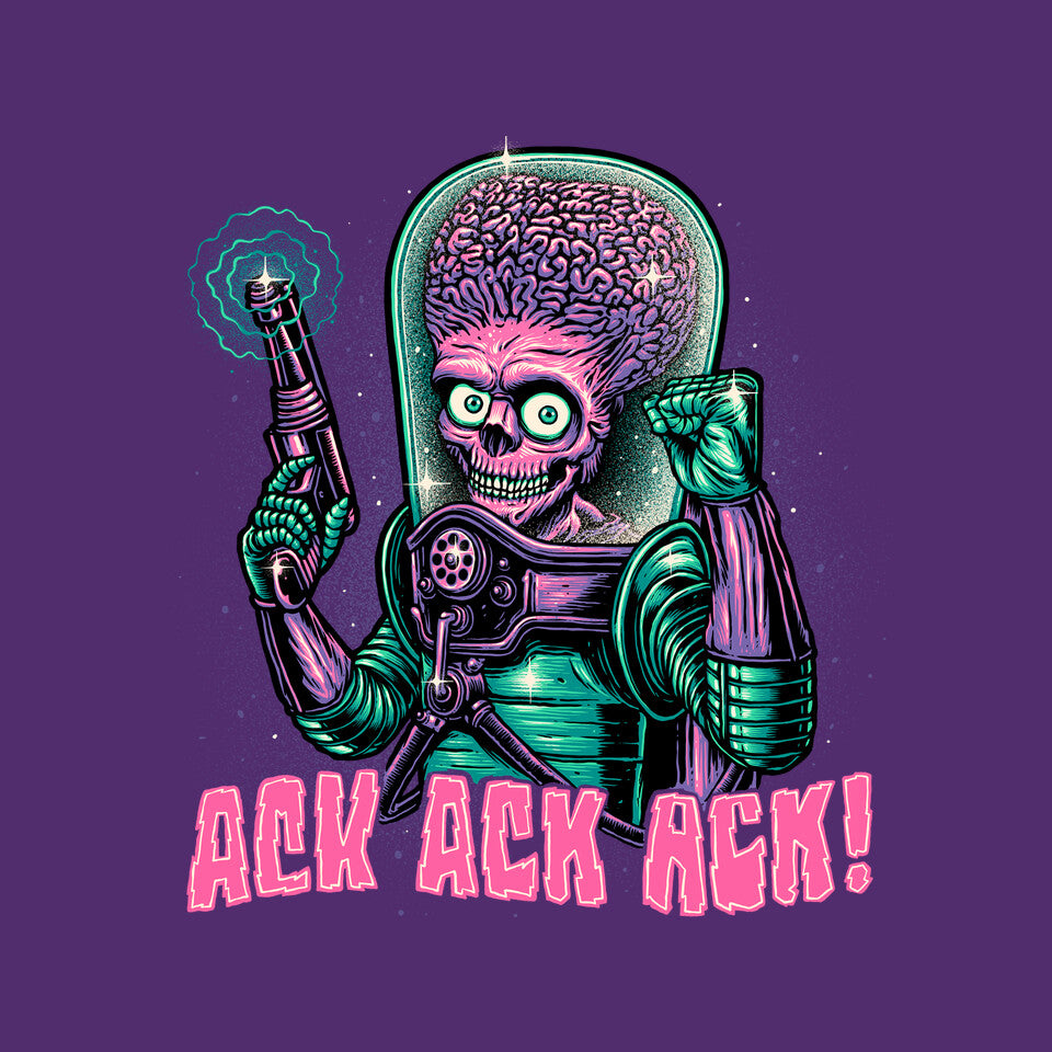 Greetings From Mars – Sci-Fi Graphic T-Shirt design artwork for purple graphic T-shirt