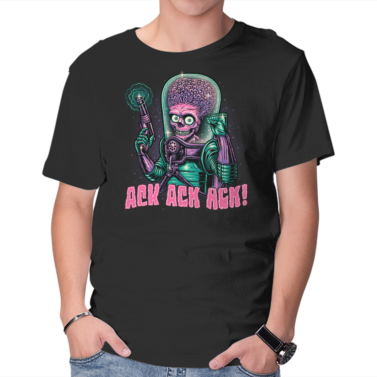 Greetings From Mars – Sci-Fi Graphic T-Shirt in black, product display