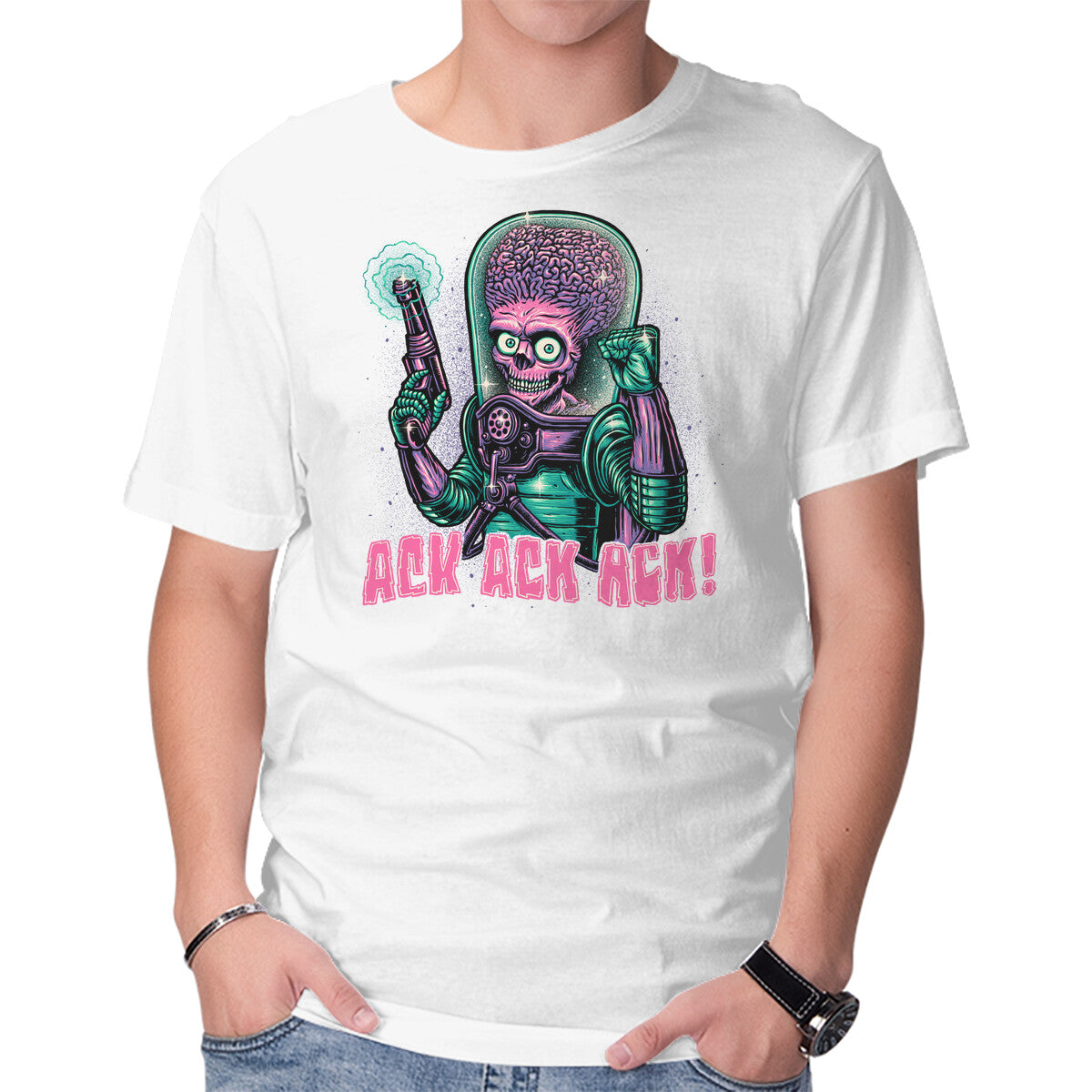 Greetings From Mars – Sci-Fi Graphic T-Shirt in white, product display