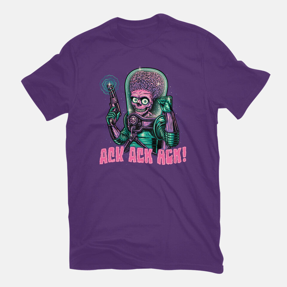 Greetings From Mars – Sci-Fi Graphic T-Shirt in purple, flat-lay product view
