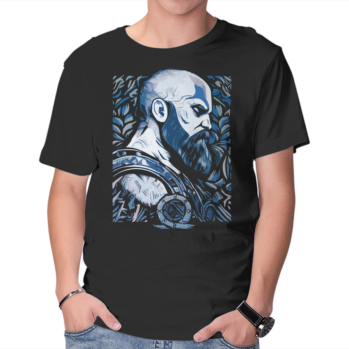God Of The North – Gaming Graphic T-Shirt in black, product display