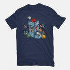 Dice Tower – Gaming Graphic T-Shirt in navy, flat-lay product view