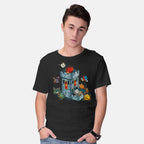 Model wearing black Dice Tower – Gaming Graphic T-Shirt