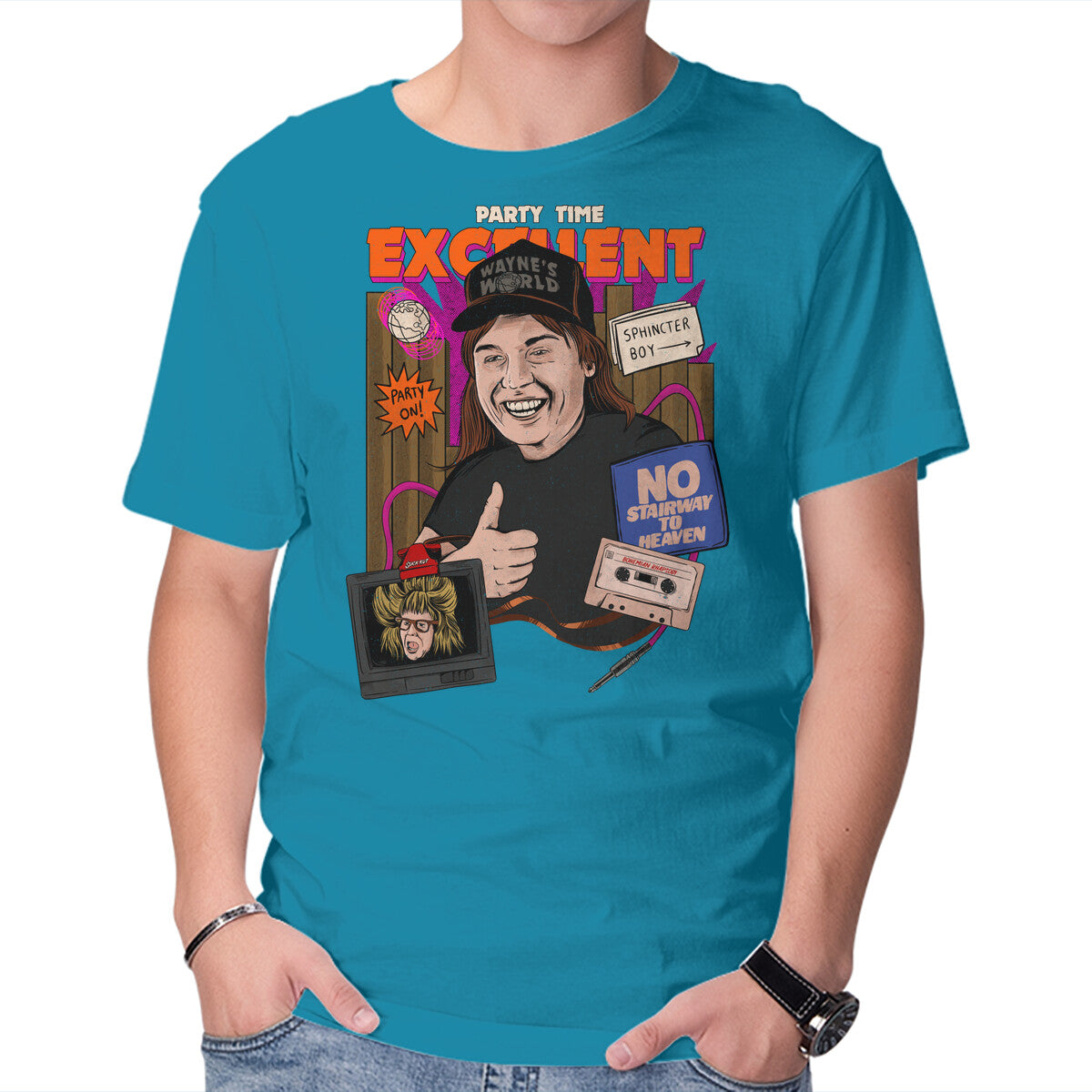 Party Time Excellent – Music Graphic T-Shirt in turquoise, product display