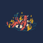 Bathing In Fire – Horror Graphic T-Shirt design artwork for navy graphic T-shirt