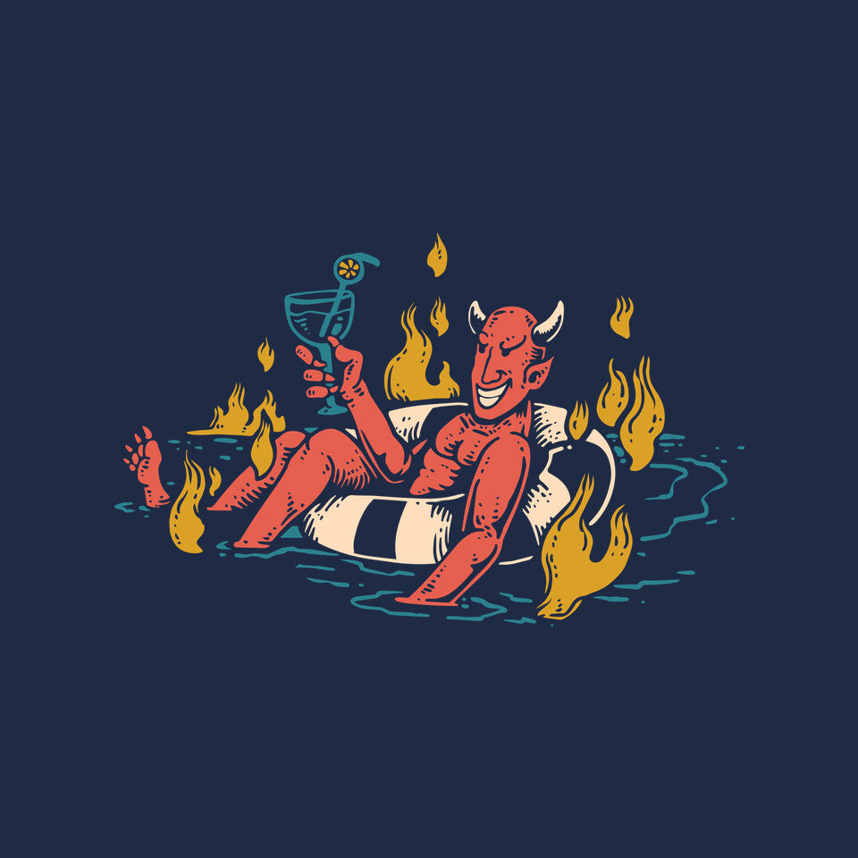 Bathing In Fire – Horror Graphic T-Shirt design artwork for navy graphic T-shirt