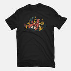 Bathing In Fire – Horror Graphic T-Shirt in black, flat-lay product view