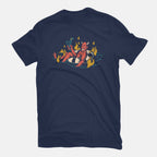 Bathing In Fire – Horror Graphic T-Shirt in navy, flat-lay product view