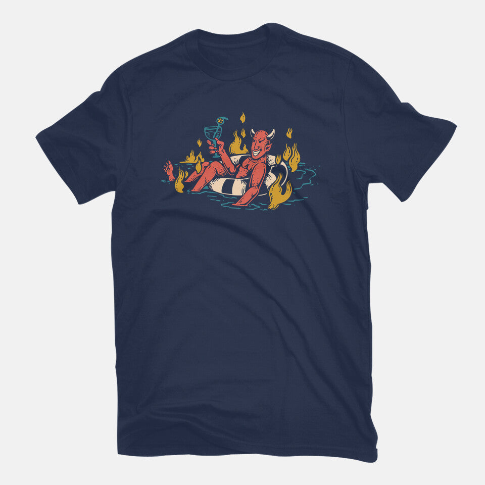 Bathing In Fire – Horror Graphic T-Shirt in navy, flat-lay product view