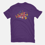 Bathing In Fire – Horror Graphic T-Shirt in purple, flat-lay product view