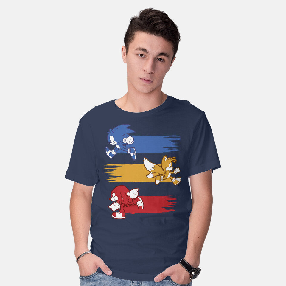 Model wearing navy Runners – Gaming Graphic T-Shirt