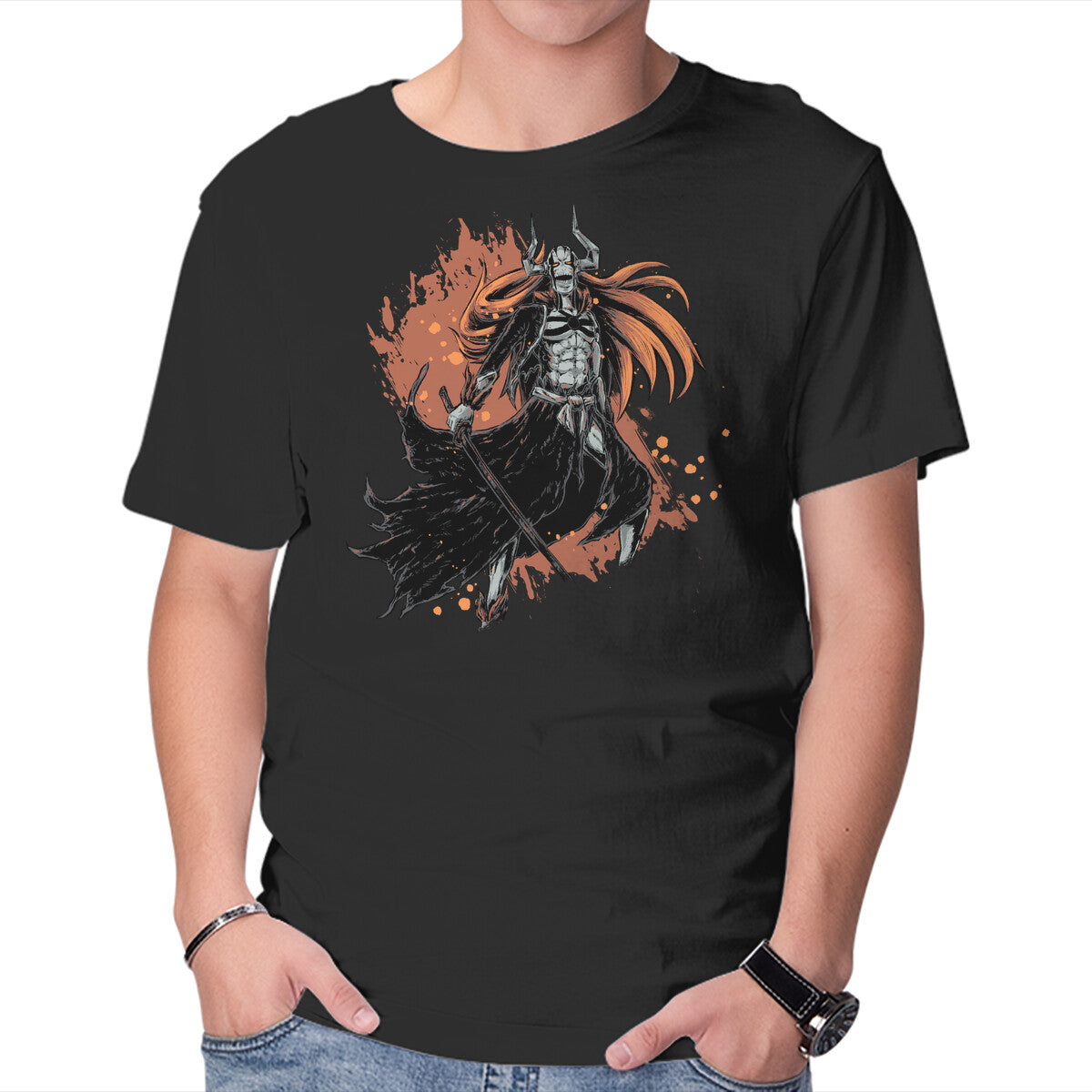 Ichigo Full Hollow – Anime Graphic T-Shirt in black, product display