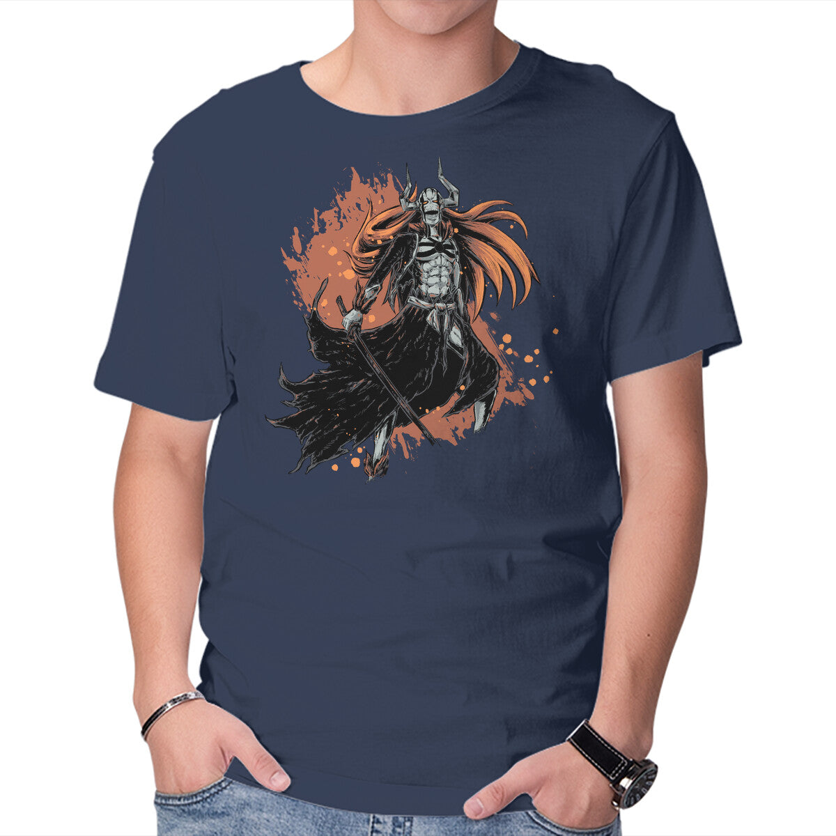 Ichigo Full Hollow – Anime Graphic T-Shirt in navy, product display