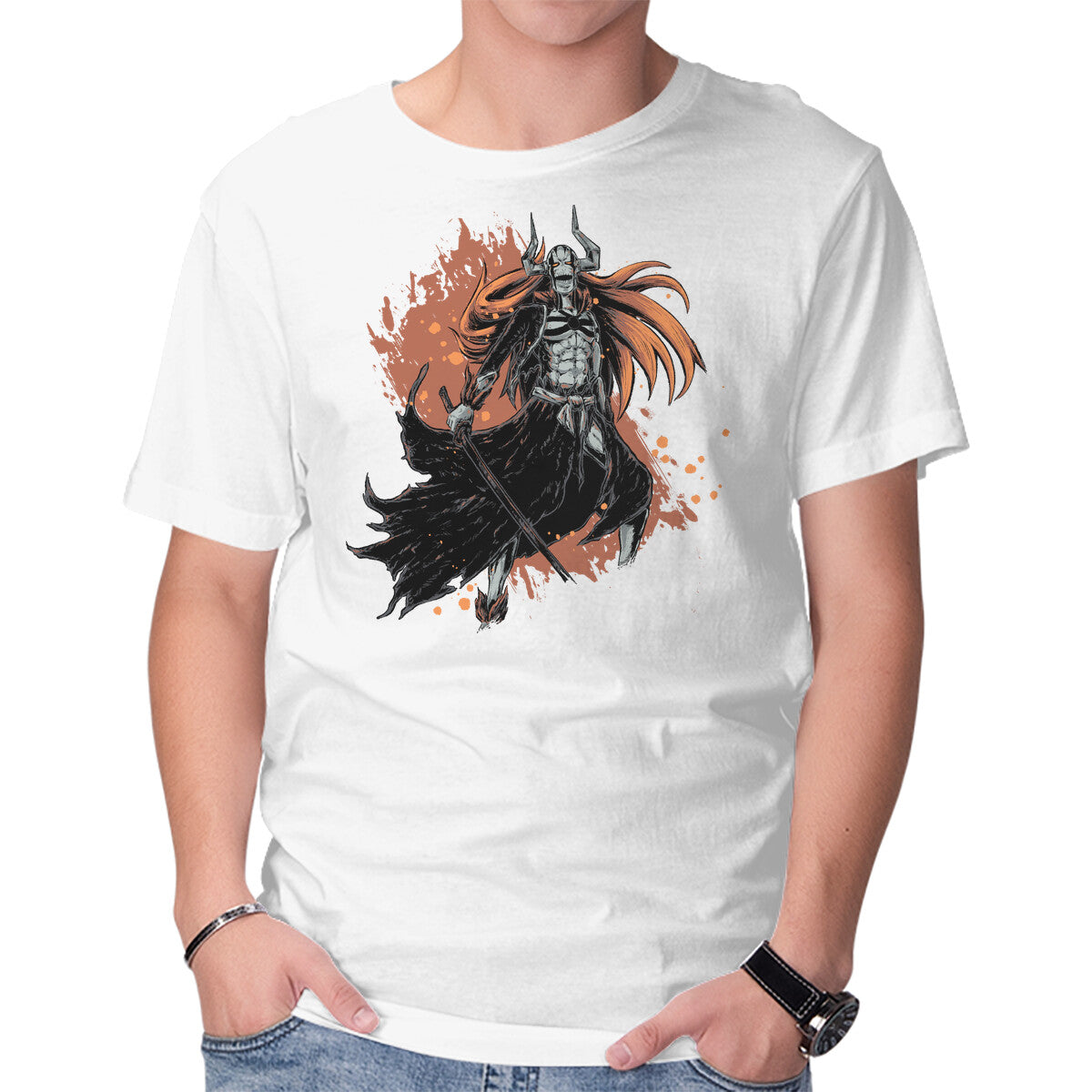 Ichigo Full Hollow – Anime Graphic T-Shirt in white, product display