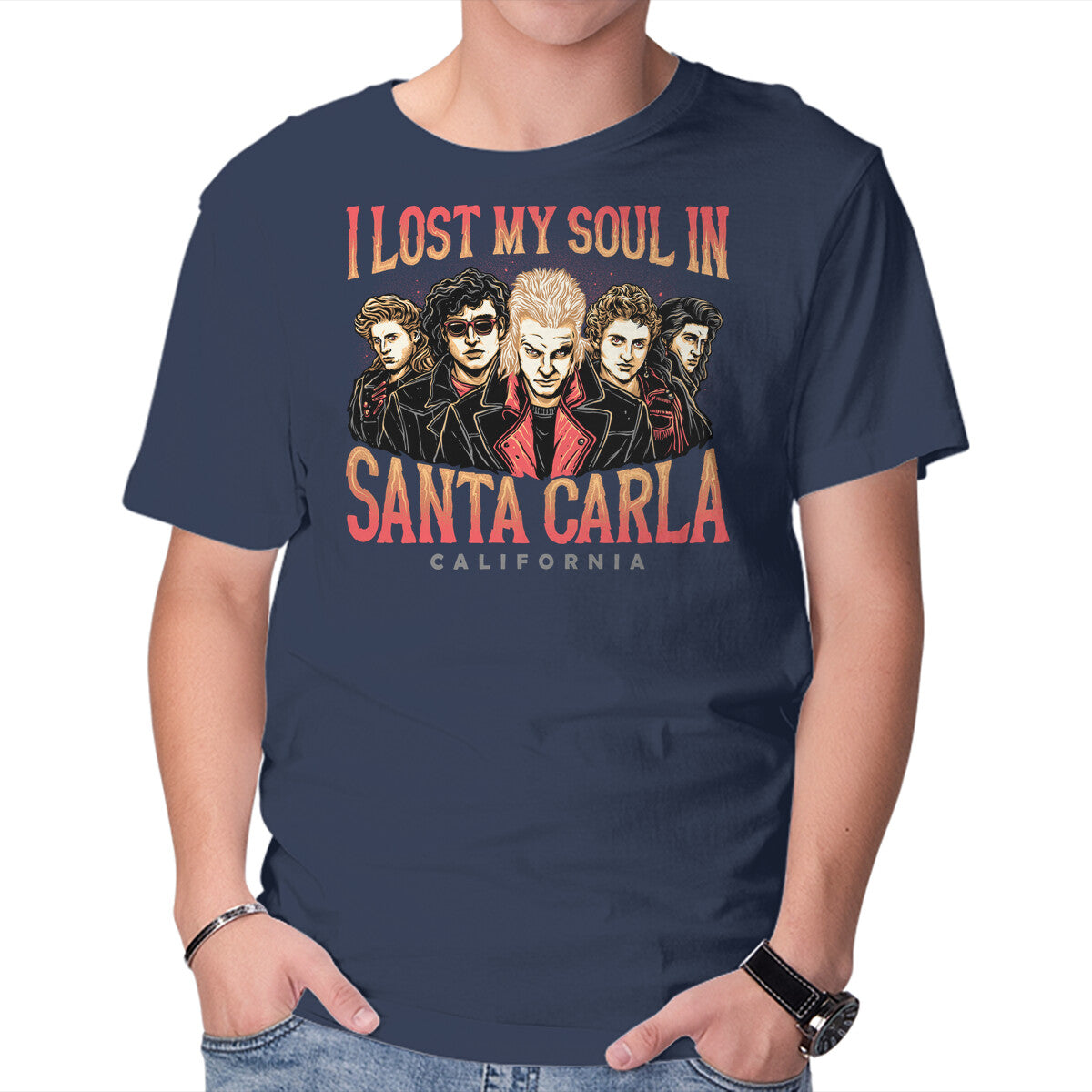Santa Carla California – Horror Graphic T-Shirt in navy, product display