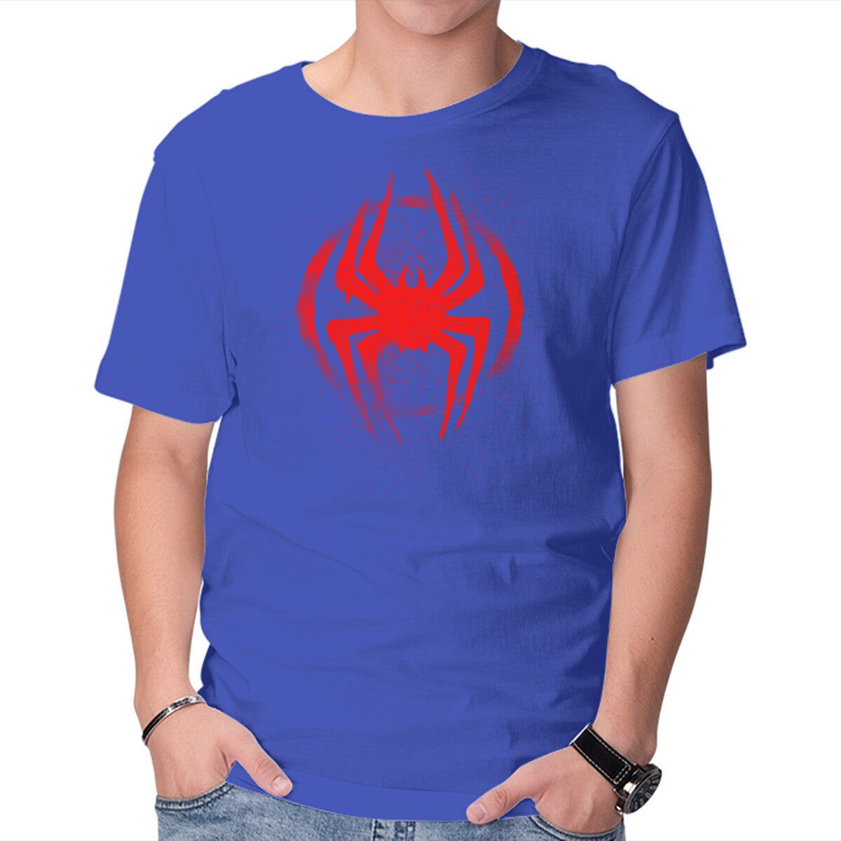 Spiders Journey Graphic T-Shirt in royal blue, product display