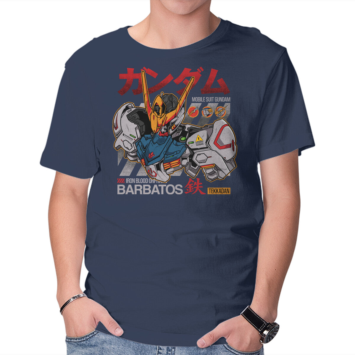 Tekkadan Army – Anime Graphic T-Shirt in navy, product display