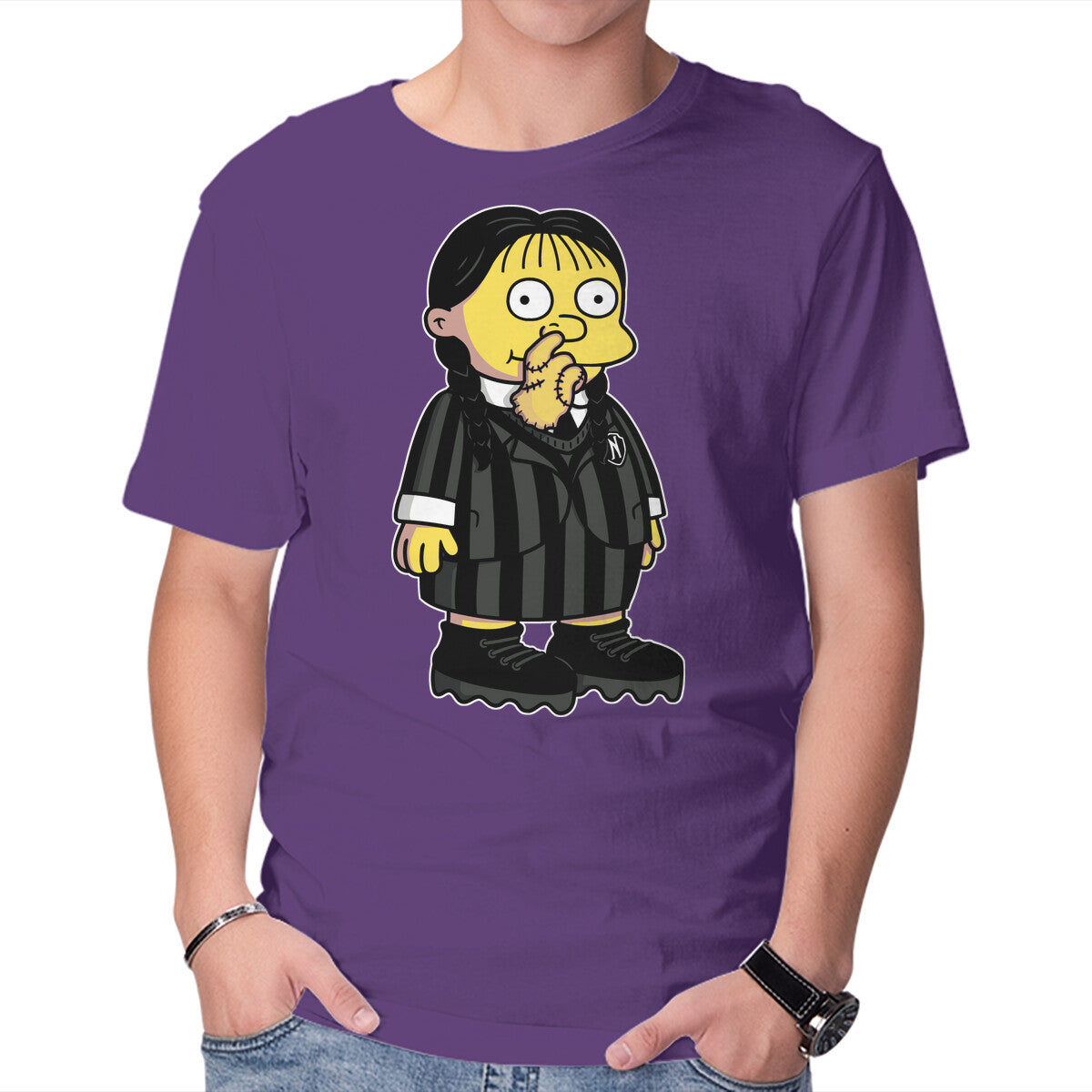 Hands Free – Funny Graphic T-Shirt in purple, product display