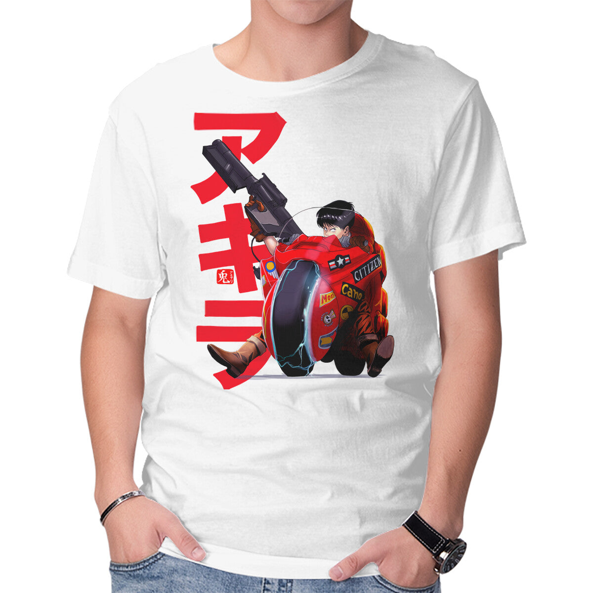 Biker – Anime Graphic T-Shirt in white, product display