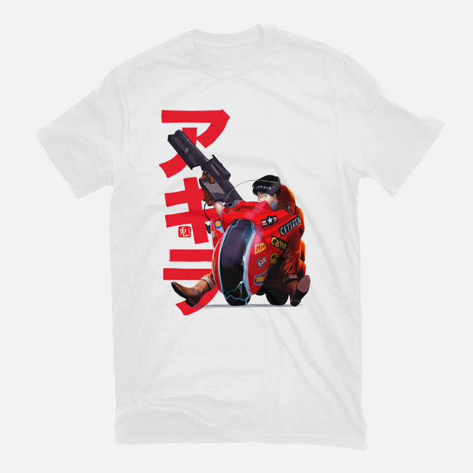 Biker – Anime Graphic T-Shirt in white, flat-lay product view