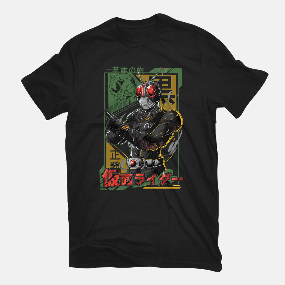 Masked Hero Graphic T-Shirt in black, flat-lay product view