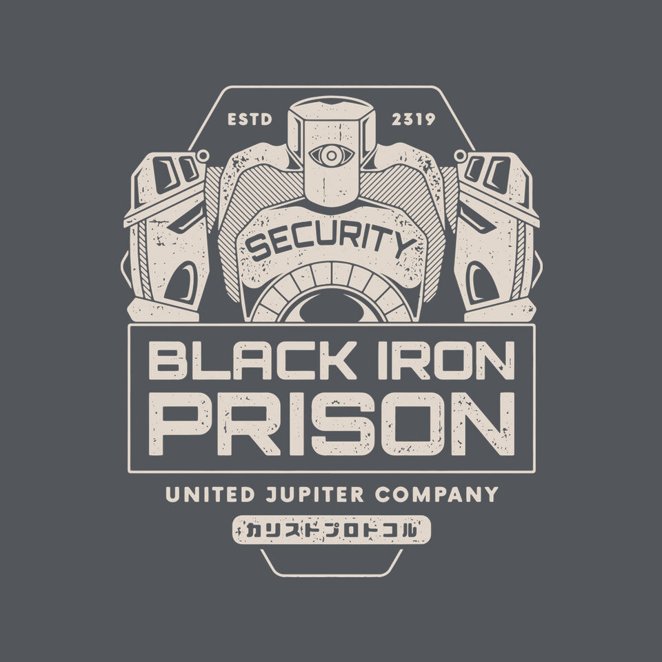 Prison Security Robots – Horror Graphic T-Shirt design artwork for charcoal graphic T-shirt