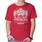 Prison Security Robots – Horror Graphic T-Shirt in red, product display