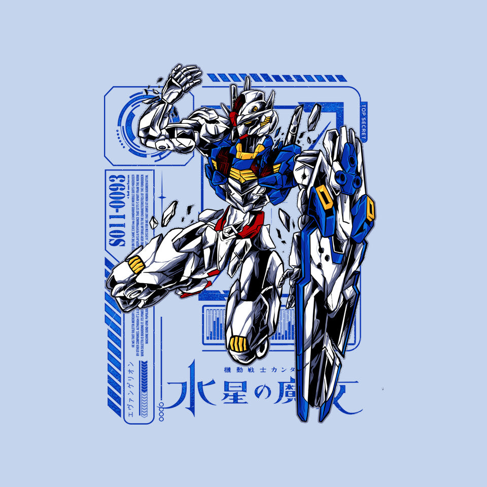 Broken Aerial – Anime Graphic T-Shirt design artwork for blue graphic T-shirt