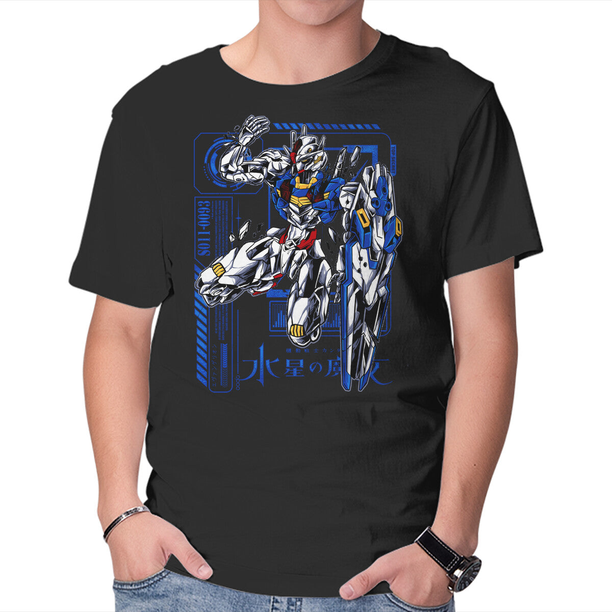 Broken Aerial – Anime Graphic T-Shirt in black, product display
