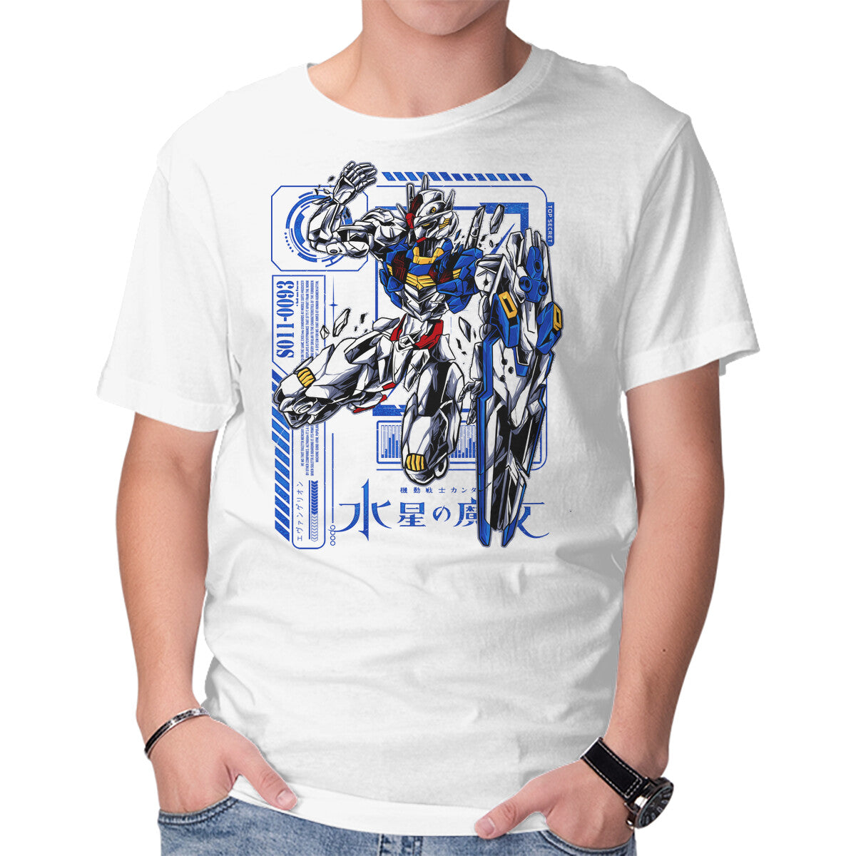 Broken Aerial – Anime Graphic T-Shirt in white, product display