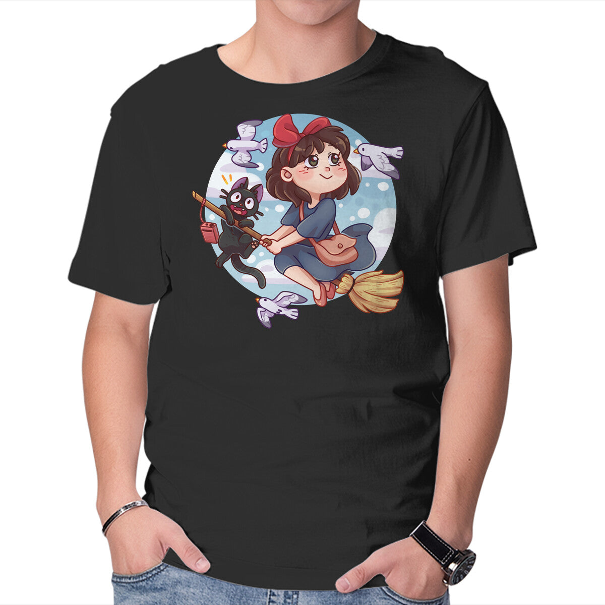 Kiki And Jiji – Cat Graphic T-Shirt in black, product display