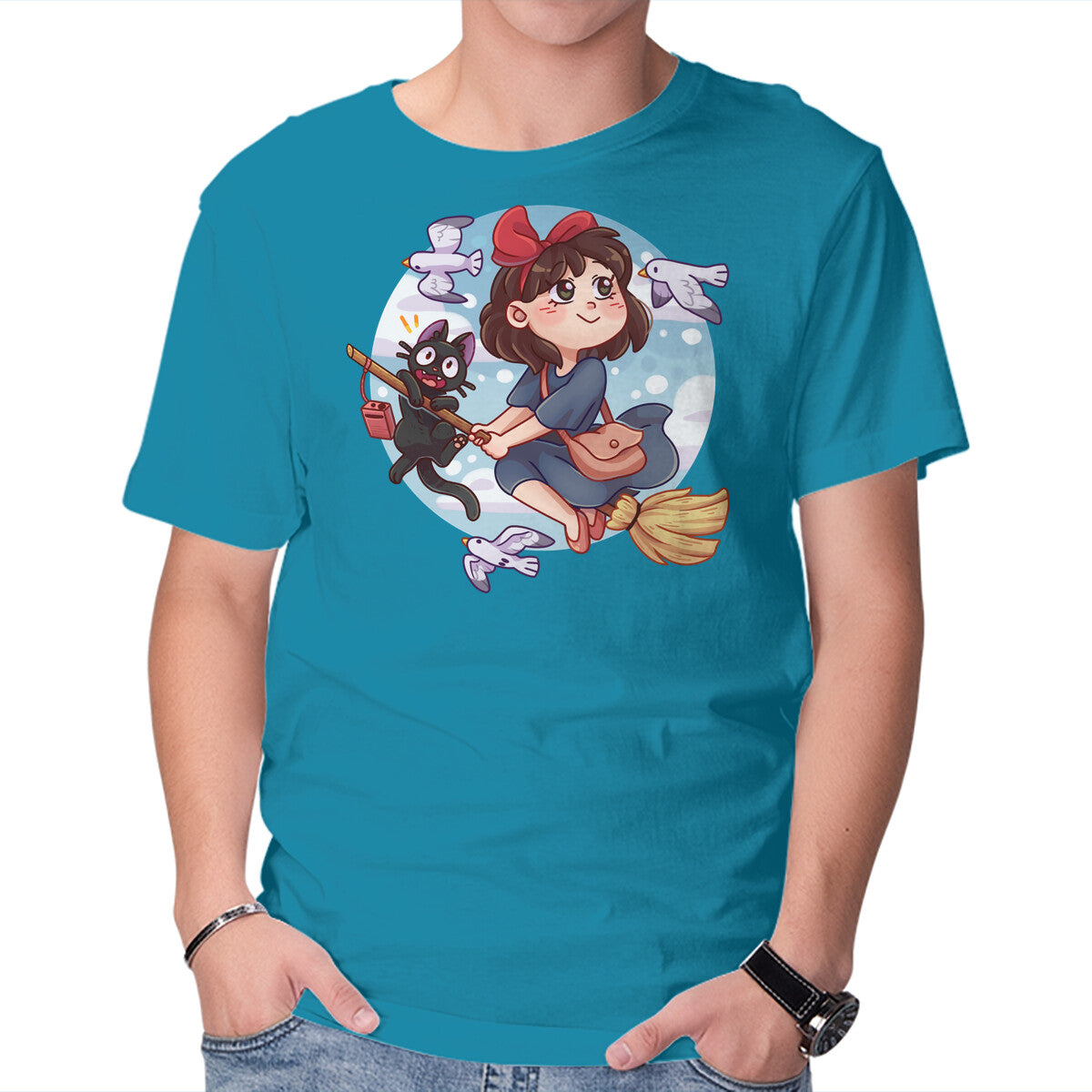 Kiki And Jiji – Cat Graphic T-Shirt in turquoise, product display