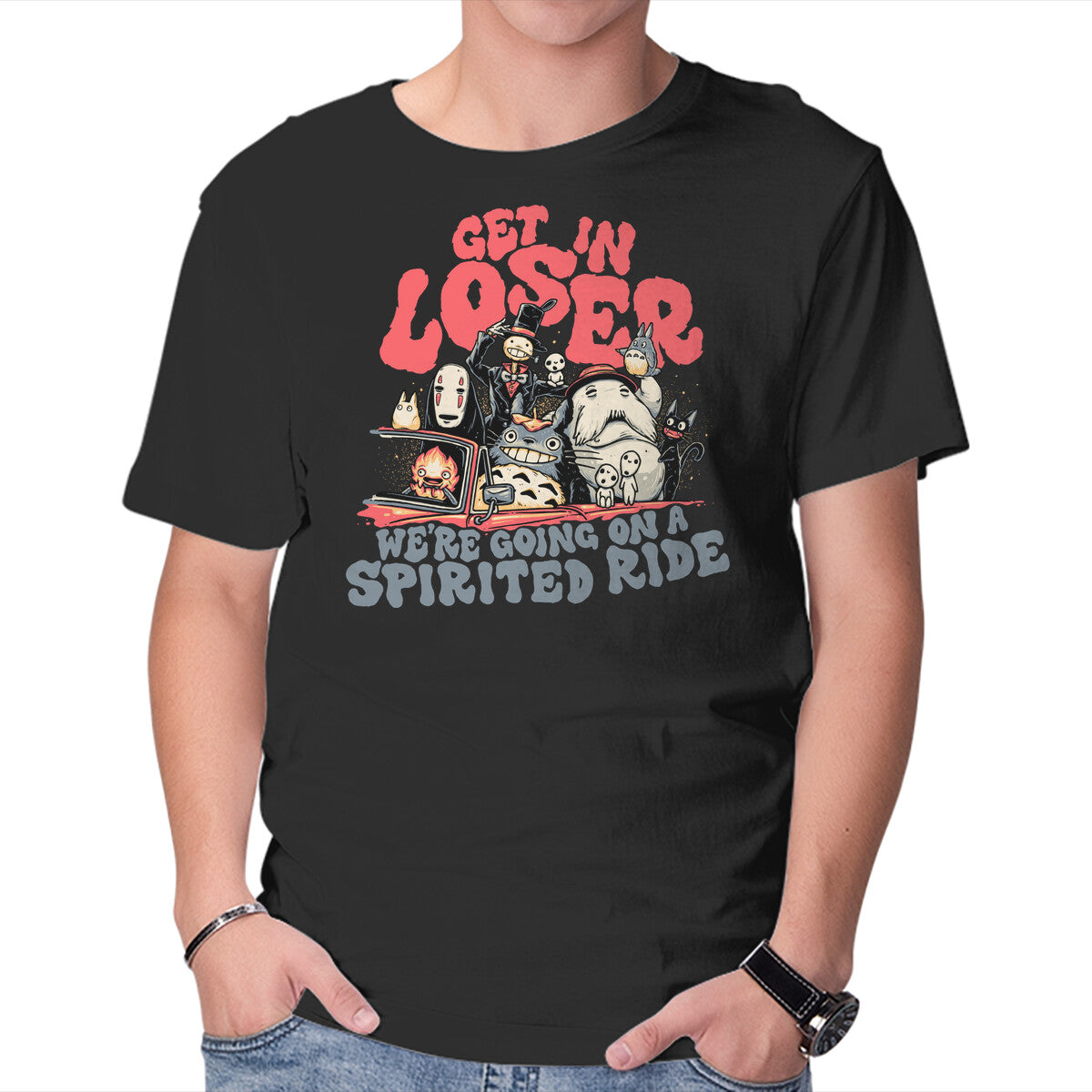 Spirited Ride – Fantasy Graphic T-Shirt in black, product display