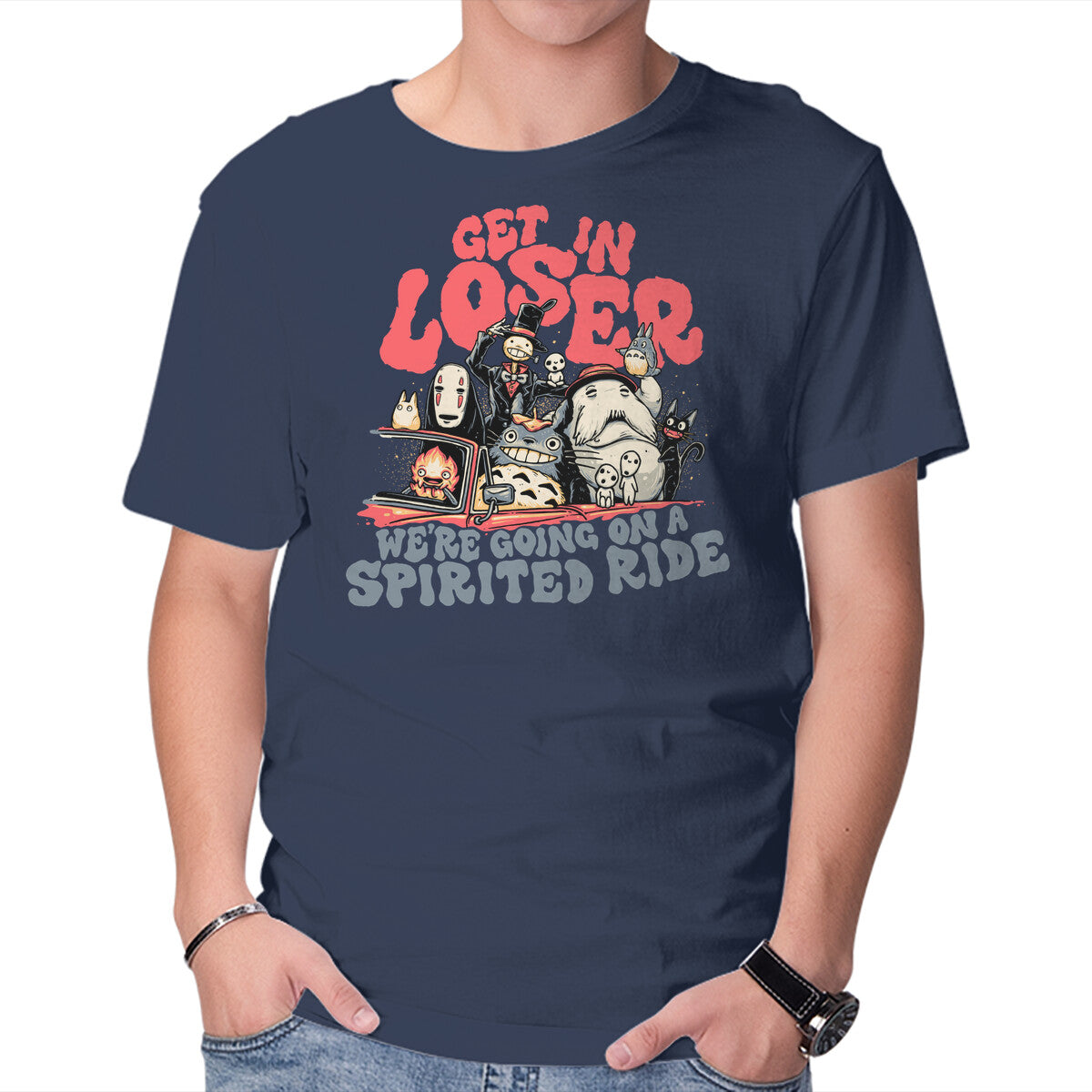 Spirited Ride – Fantasy Graphic T-Shirt in navy, product display