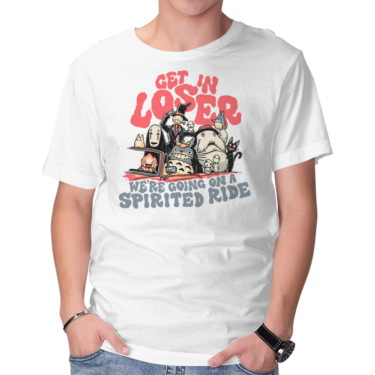 Spirited Ride – Fantasy Graphic T-Shirt in white, product display