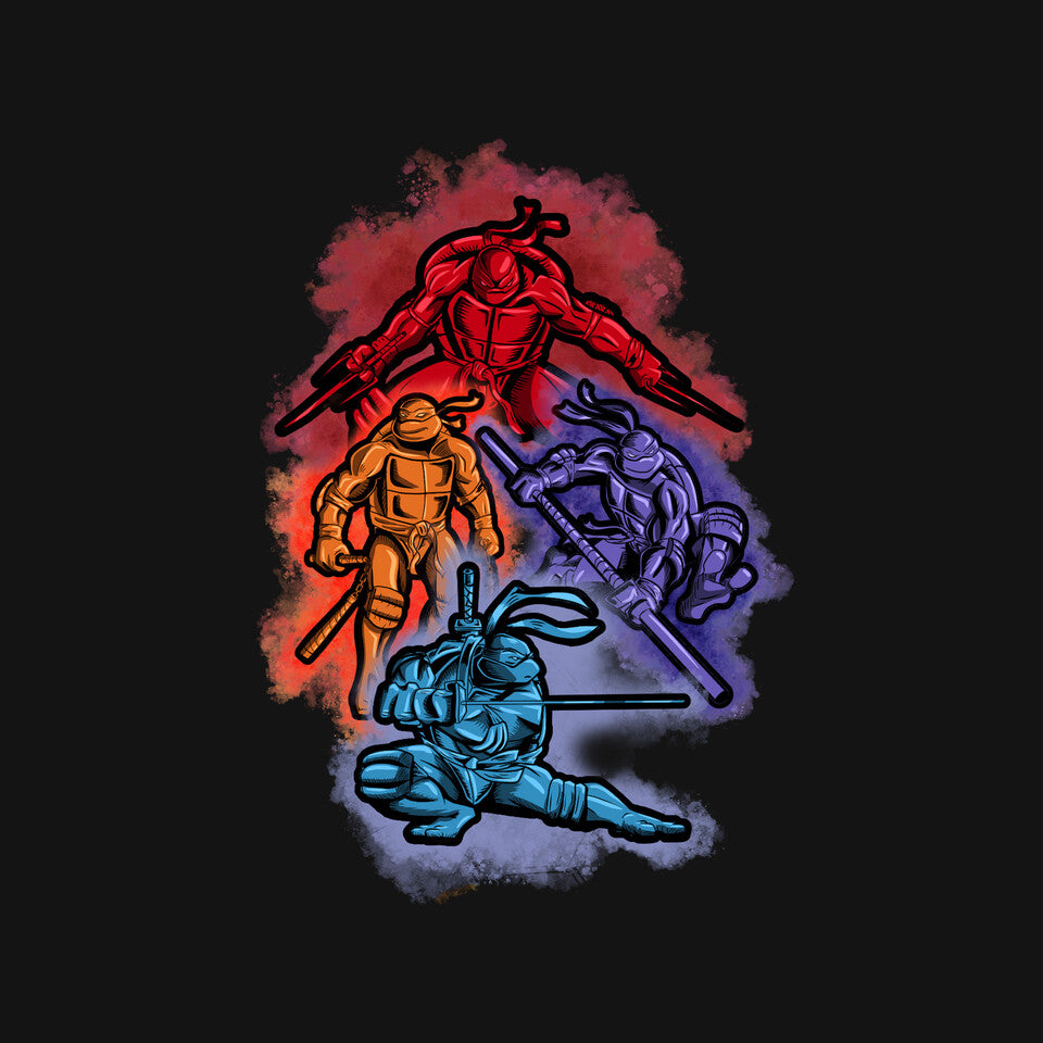 Colorful Turtles Graphic T-Shirt design artwork for black graphic T-shirt