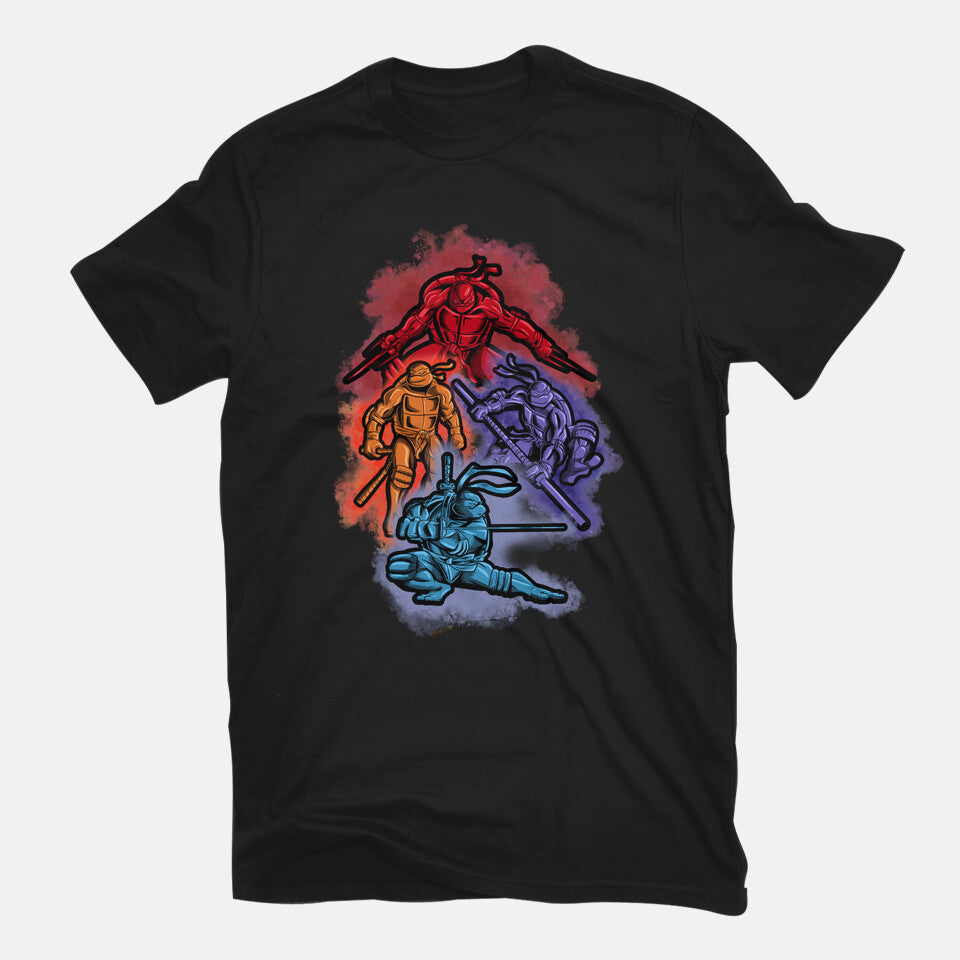 Colorful Turtles Graphic T-Shirt in black, flat-lay product view