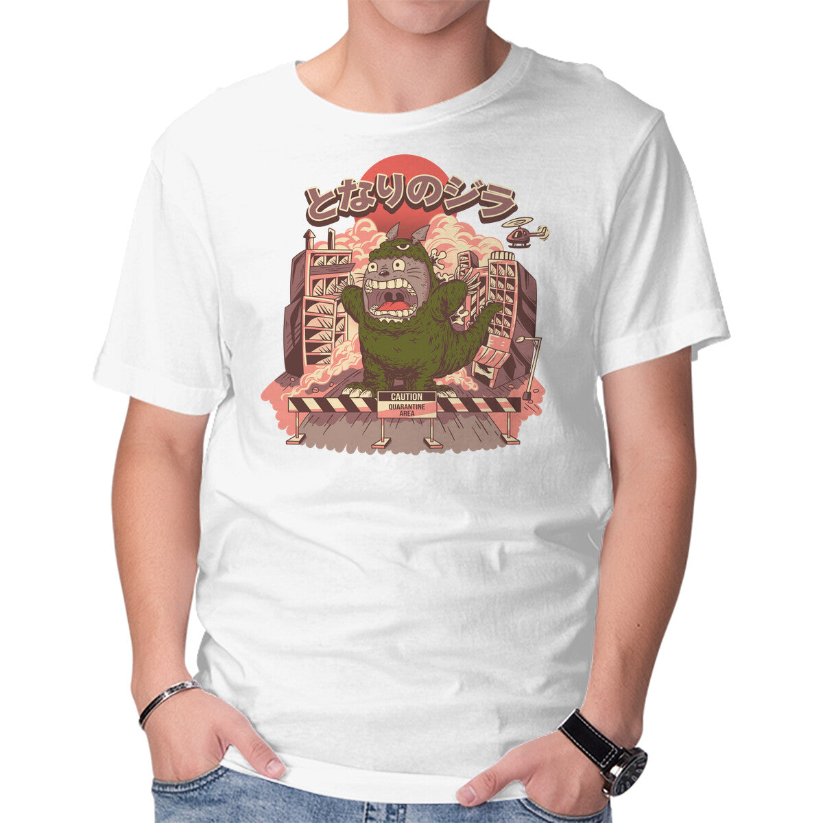 My Neighbor Zilla Kaiju – Anime Graphic T-Shirt in white, product display