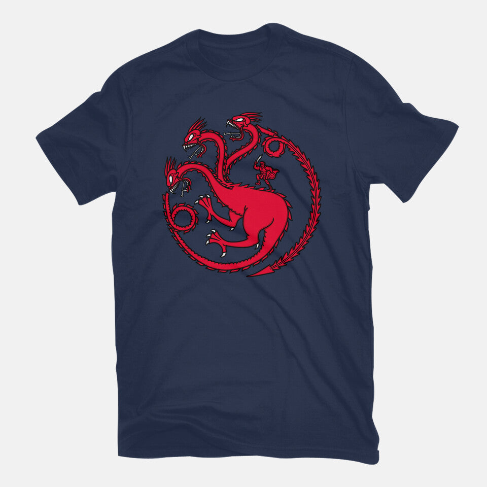 Hydraryen – Fantasy Graphic T-Shirt in navy, flat-lay product view