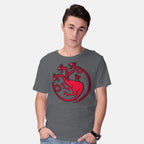 Model wearing charcoal Hydraryen – Fantasy Graphic T-Shirt