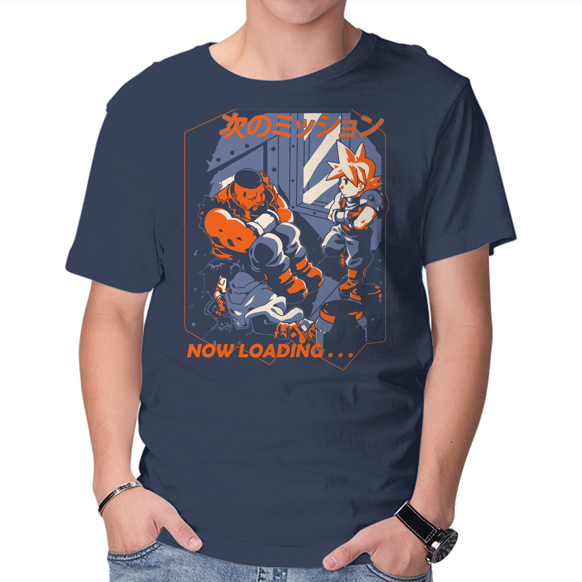 FF7 Next Mission – Gaming Graphic T-Shirt in navy, product display