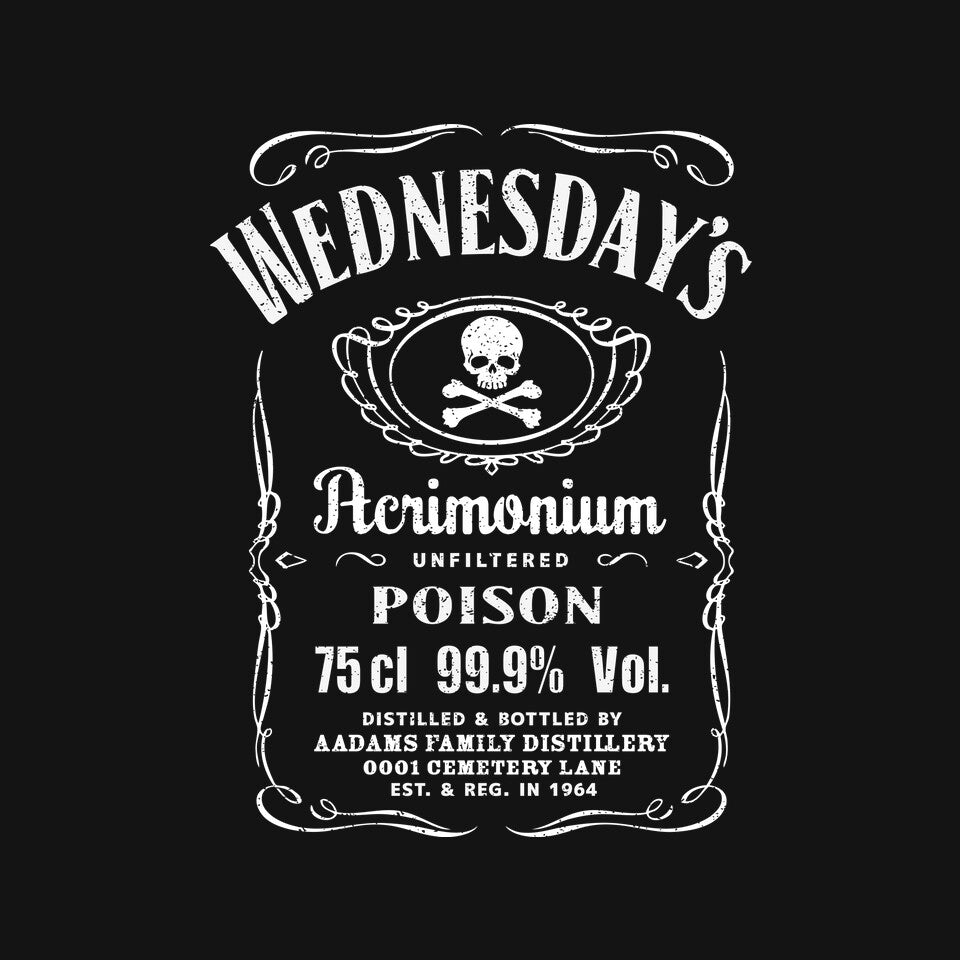 Wednesday's Acrimonium – Fantasy Graphic T-Shirt design artwork for black graphic T-shirt