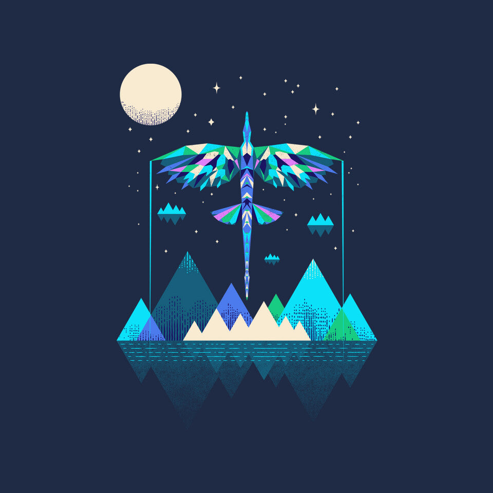 The Way Of The Wing – Fantasy Graphic T-Shirt design artwork for navy graphic T-shirt